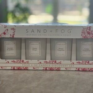 Sand + Fog Four 4 oz Candle Discovery Set Coconut Lychee, Guava Mango Tangerine